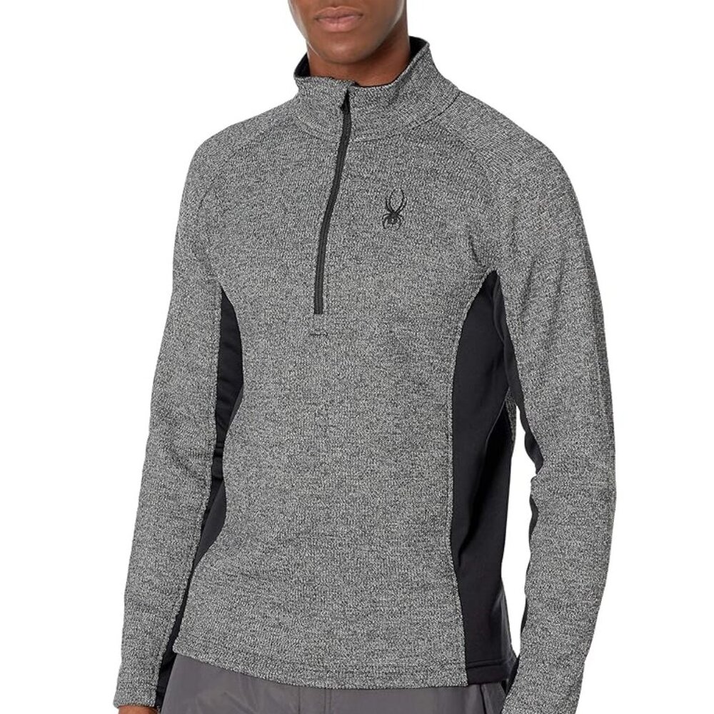 Spyder men's outbound half zip pullover gray and black, LARGE